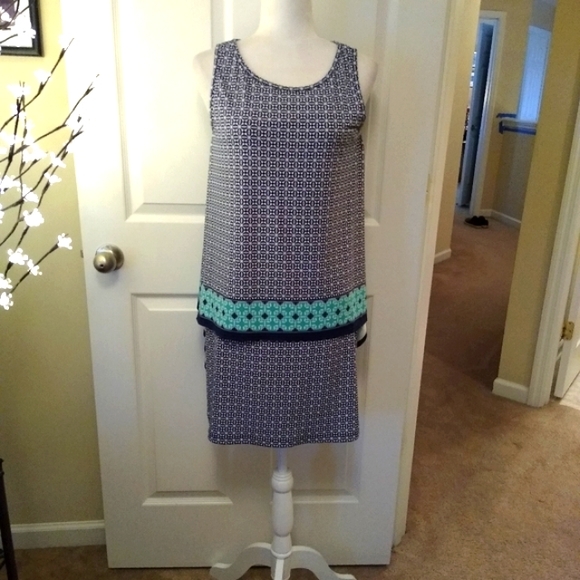 Max Studio blue teal blouse tank dress. Small - Picture 2 of 6